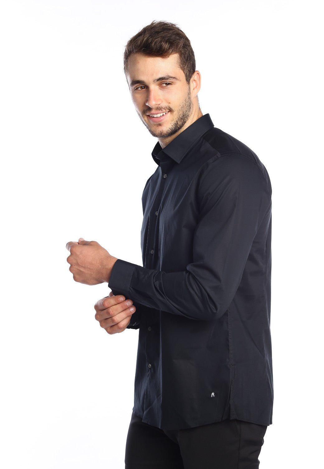 חולצה מכופתרת Slim Fit | גברים BLACK / L