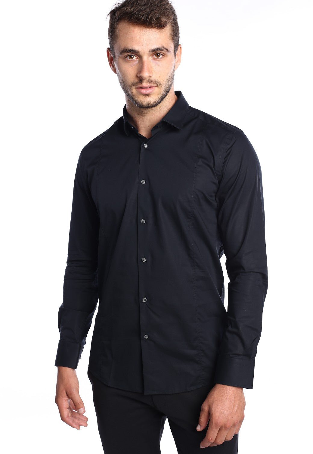 חולצה מכופתרת Slim Fit | גברים BLACK / L