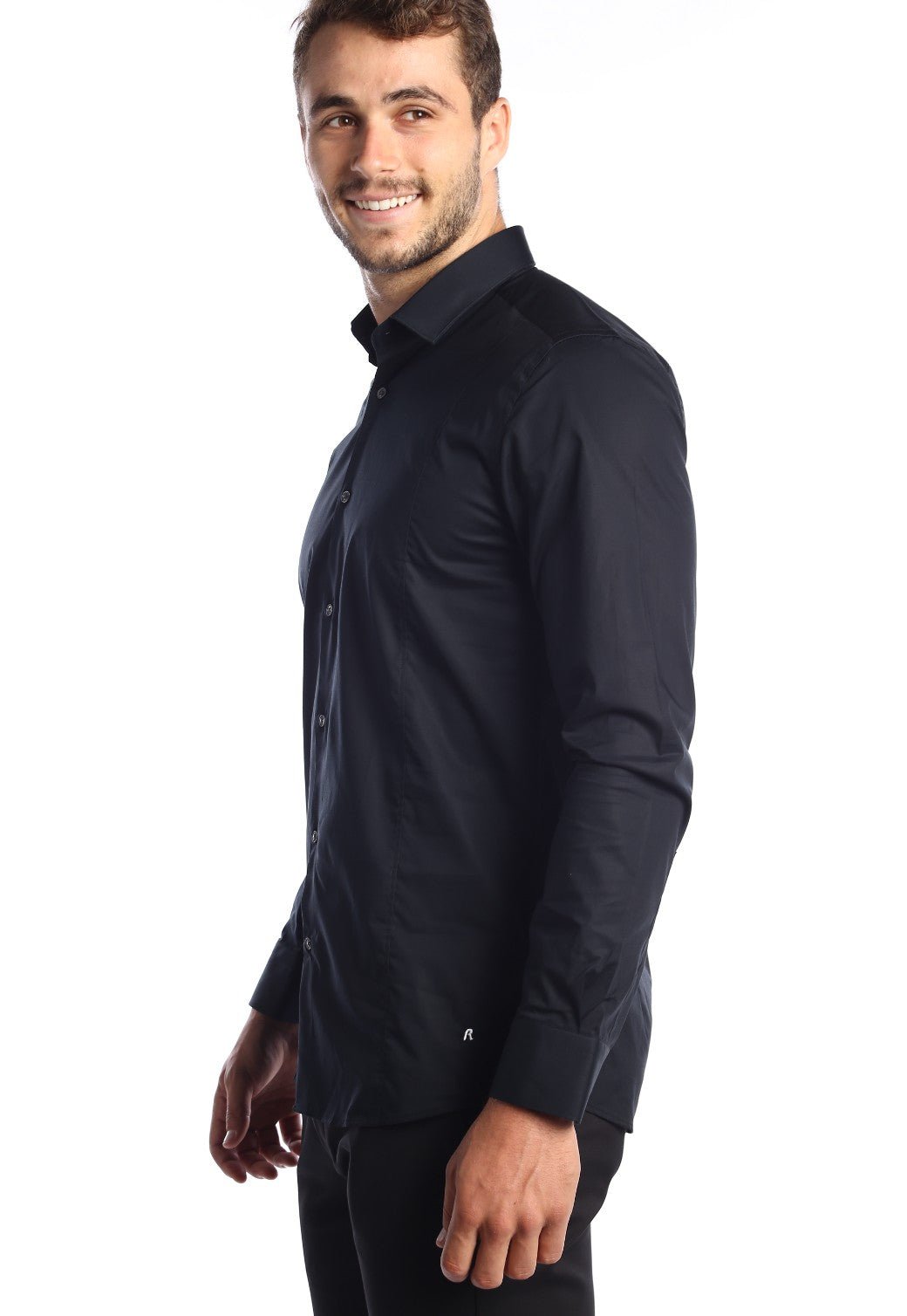 חולצה מכופתרת Slim Fit | גברים BLACK / L