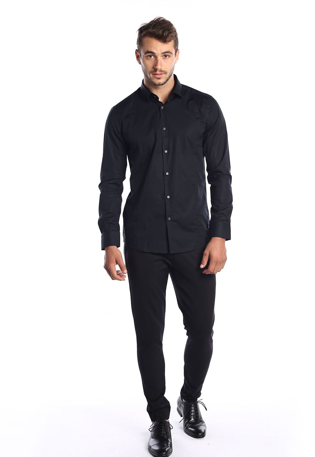 חולצה מכופתרת Slim Fit | גברים BLACK / L