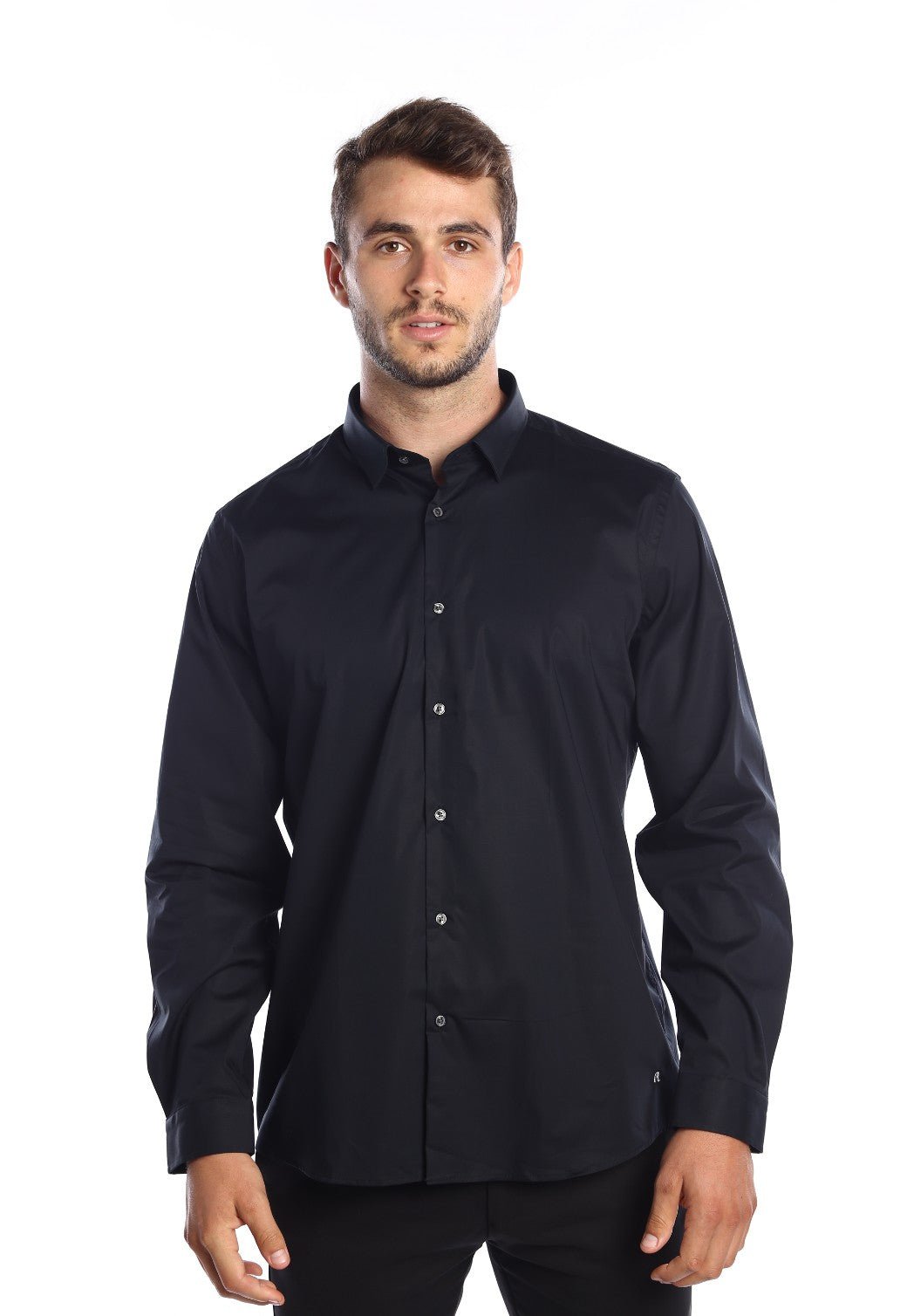 חולצה מכופתרת Regular Fit | גברים BLACK / L