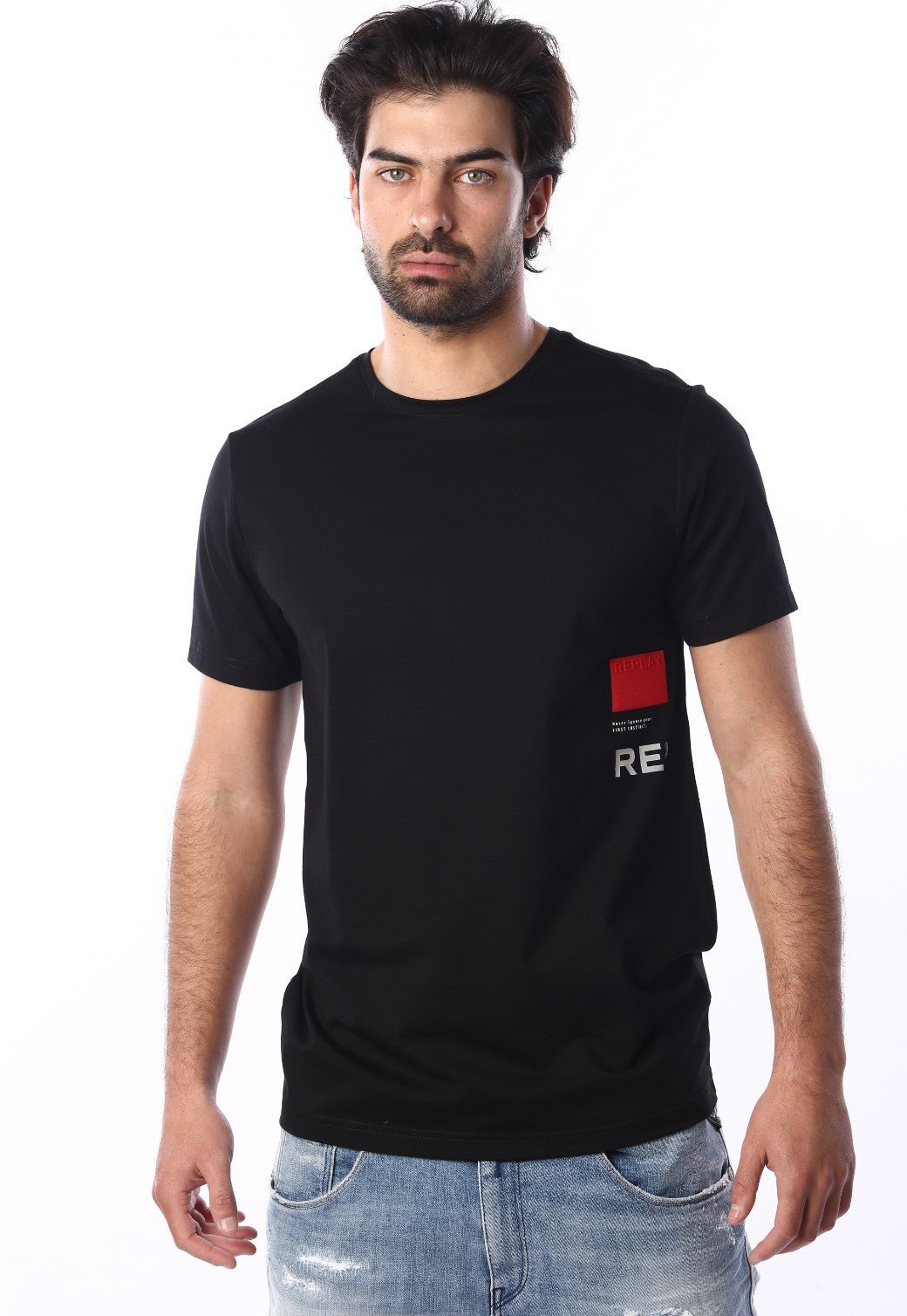 טי שירט קצרה עם הדפס לוגו | גברים BLACK / L