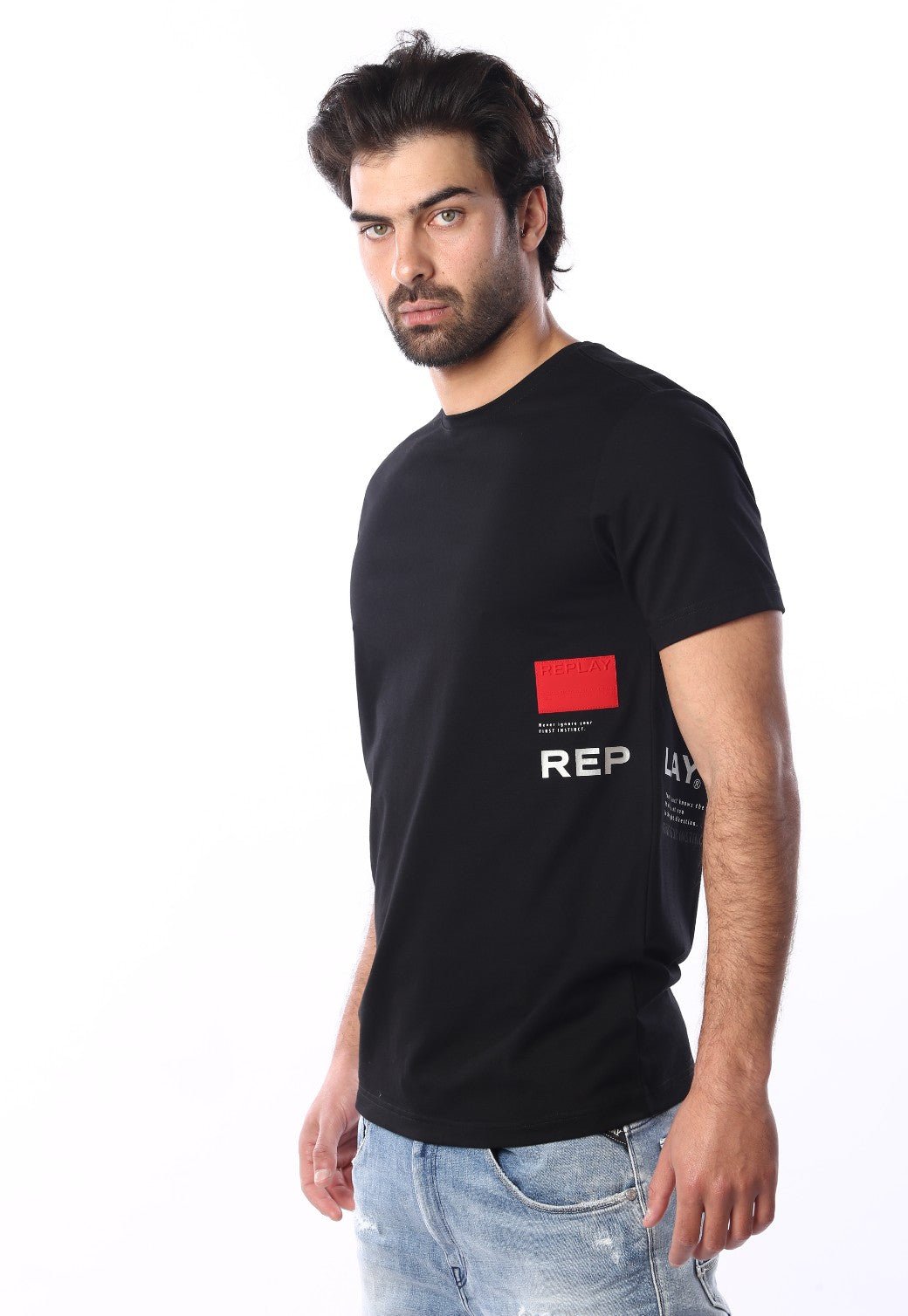 טי שירט קצרה עם הדפס לוגו | גברים BLACK / L