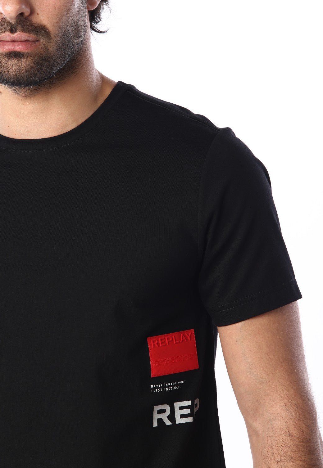 טי שירט קצרה עם הדפס לוגו | גברים BLACK / L