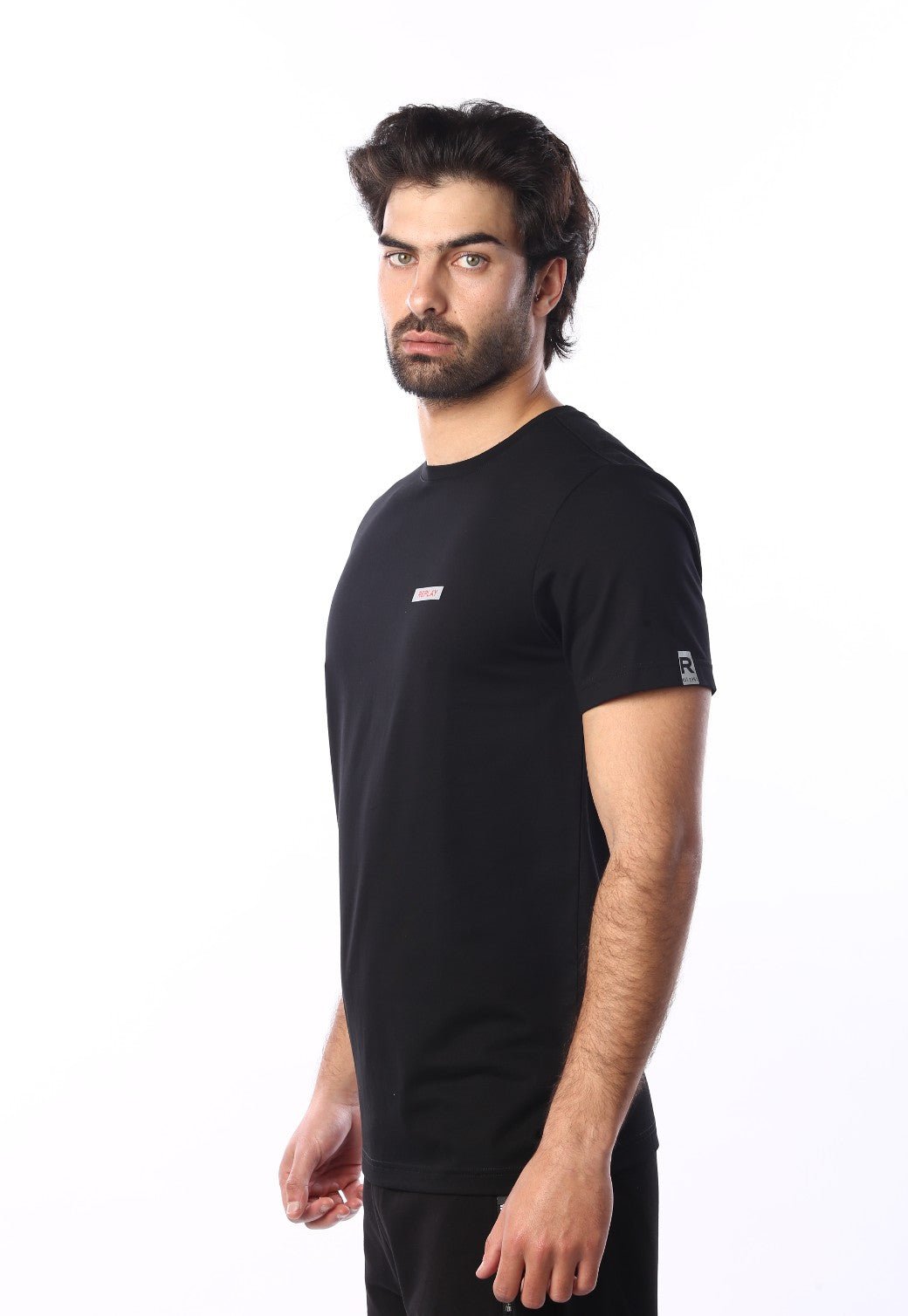 טי שירט קצרה עם הדפס לוגו | גברים BLACK / L