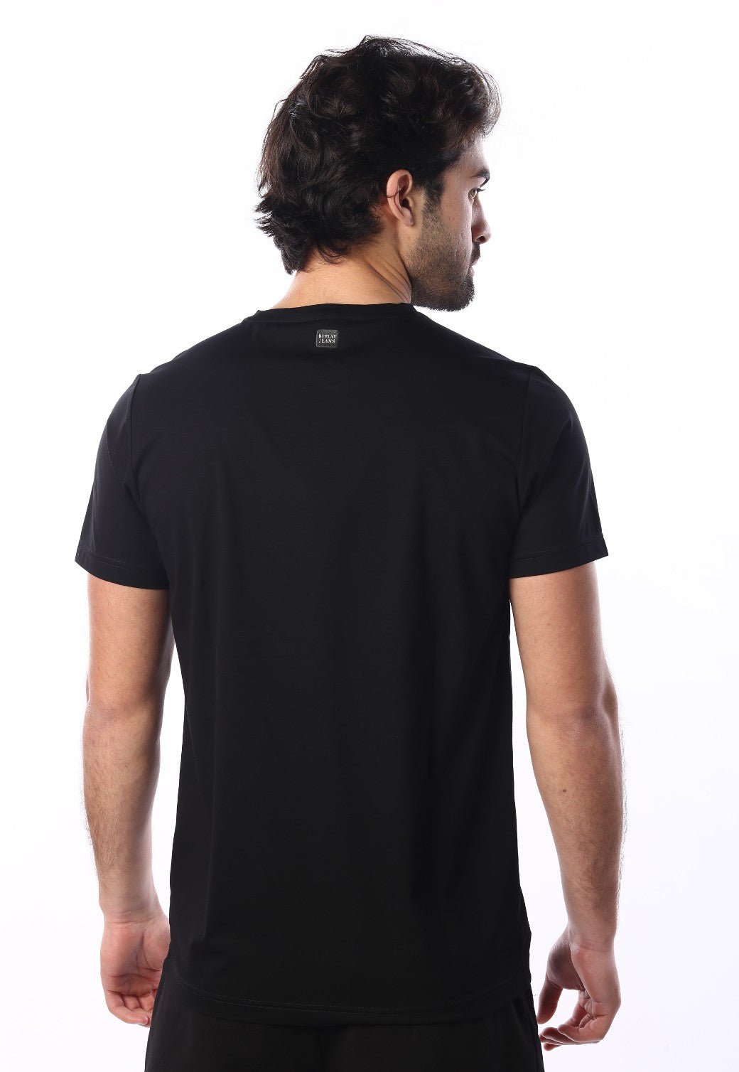 טי שירט קצרה עם לוגו R | גברים BLACK / L