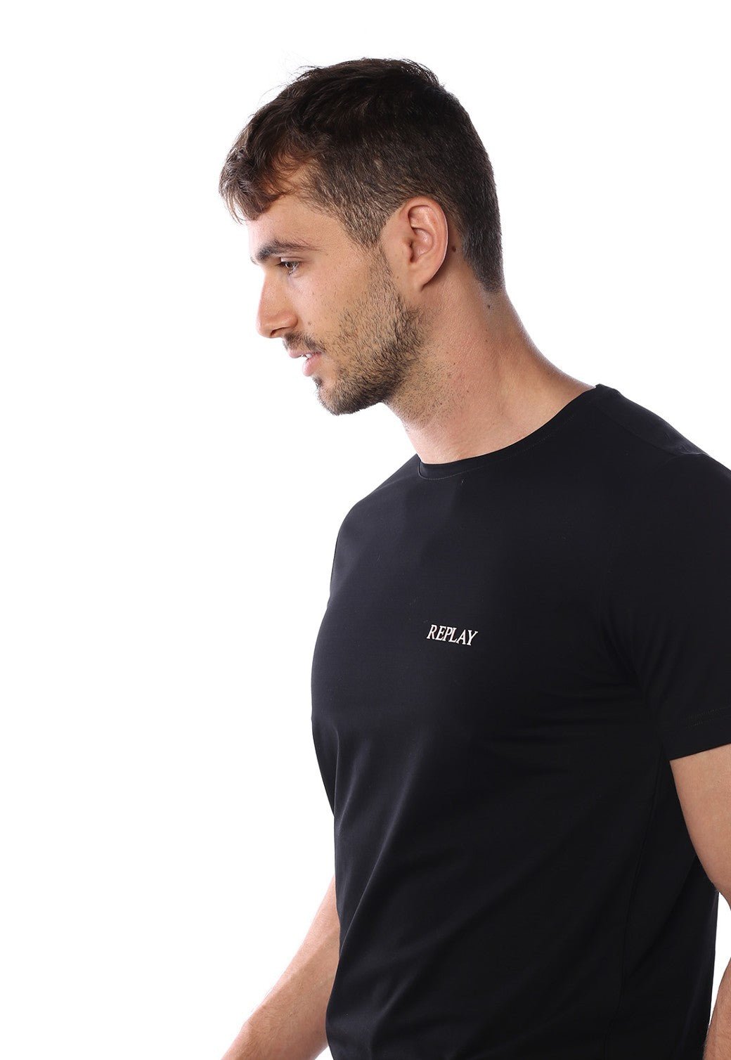 טי שירט קצרה עם לוגו R | גברים BLACK / L