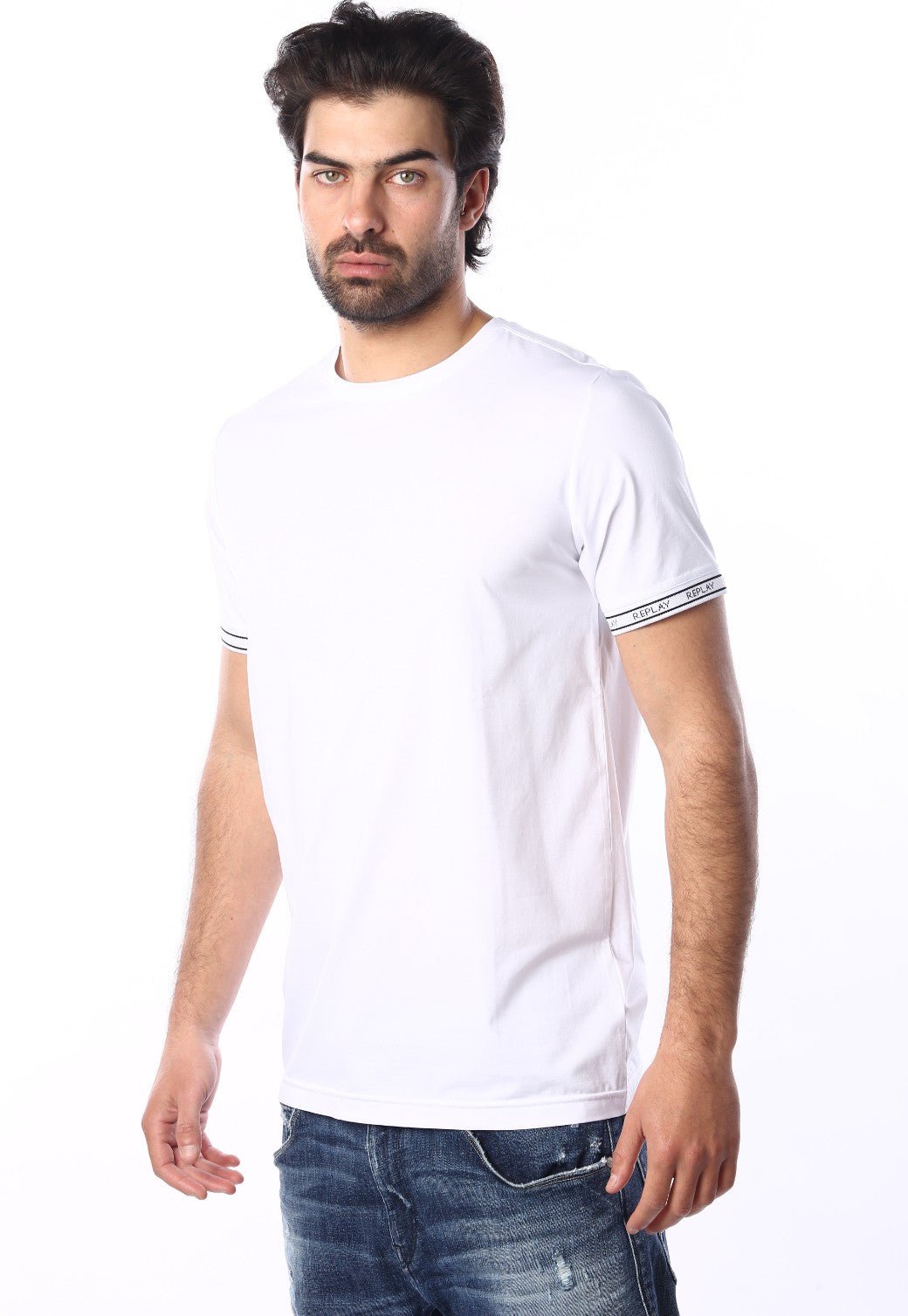 טי שירט קצרה עם לוגו R | גברים WHITE / L