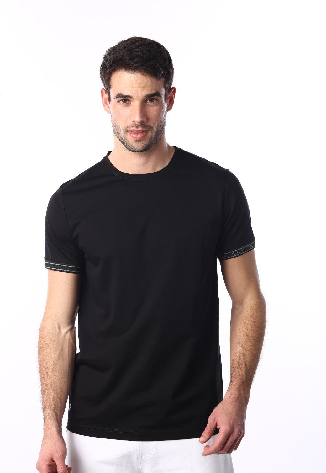 טי שירט קצרה עם לוגו R | גברים BLACK / L