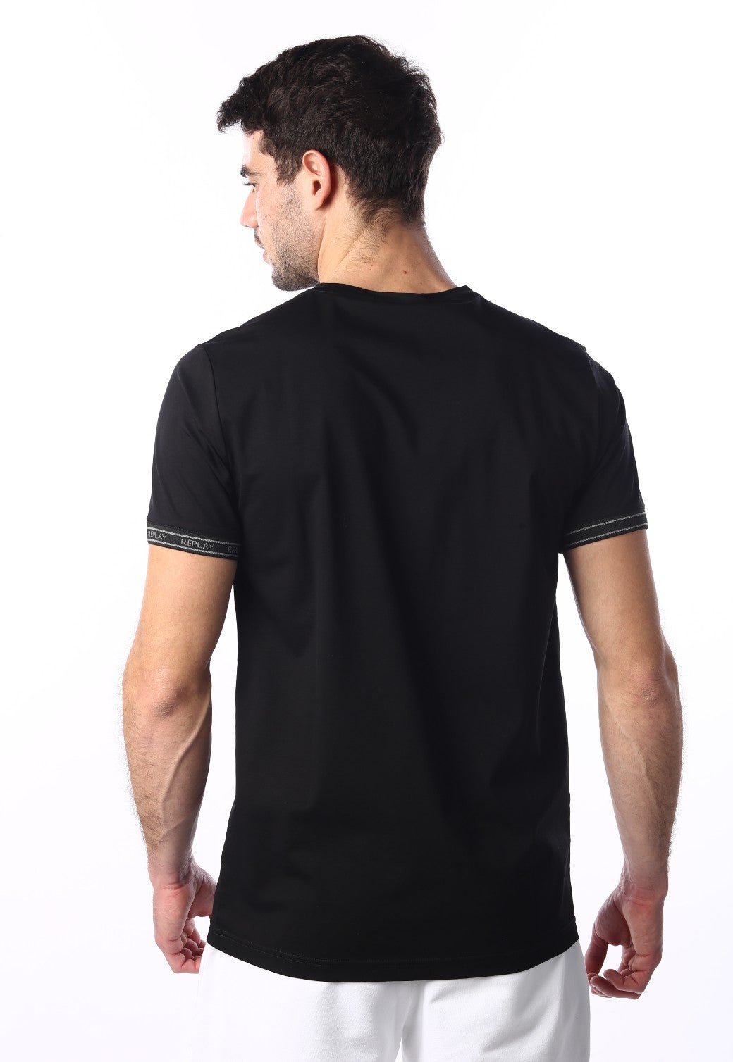 טי שירט קצרה עם לוגו R | גברים BLACK / L