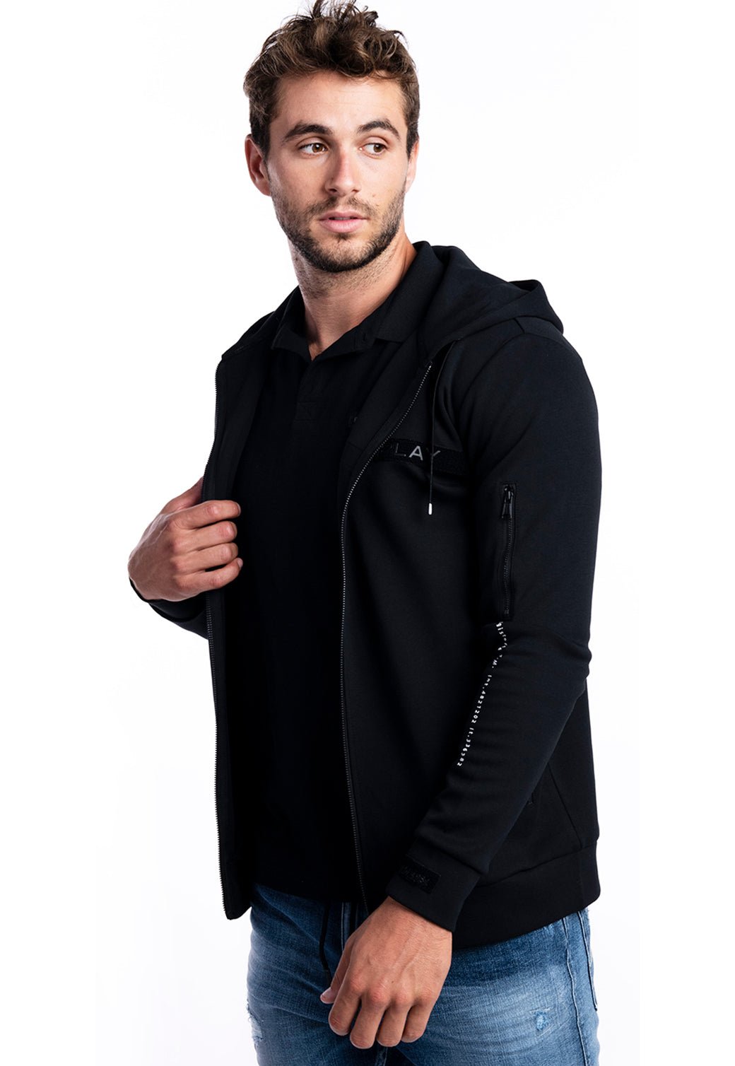 סווטשירט קפוצ׳ון | גברים BLACK / L