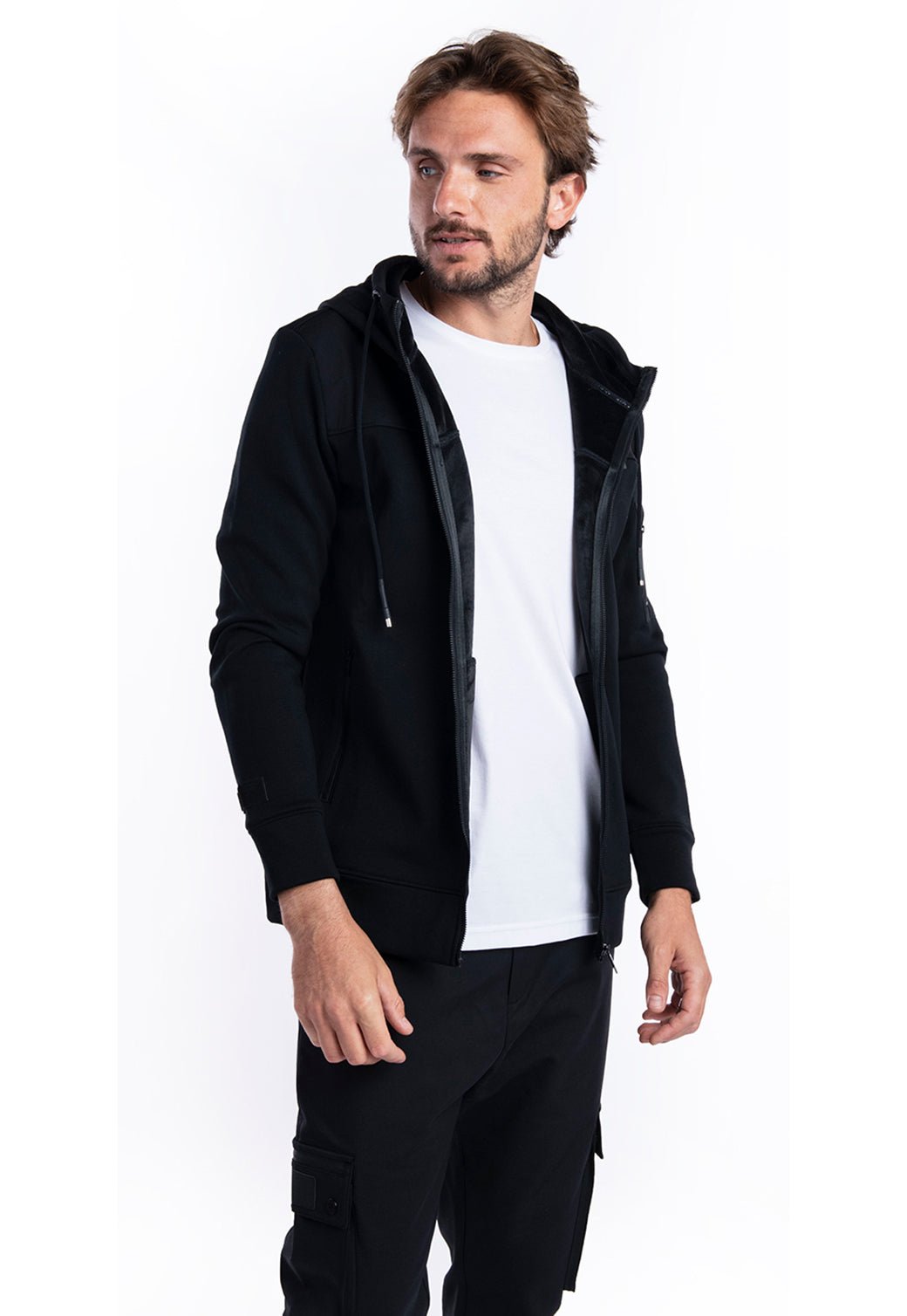 סווטשירט קפוצ׳ון | גברים BLACK / L