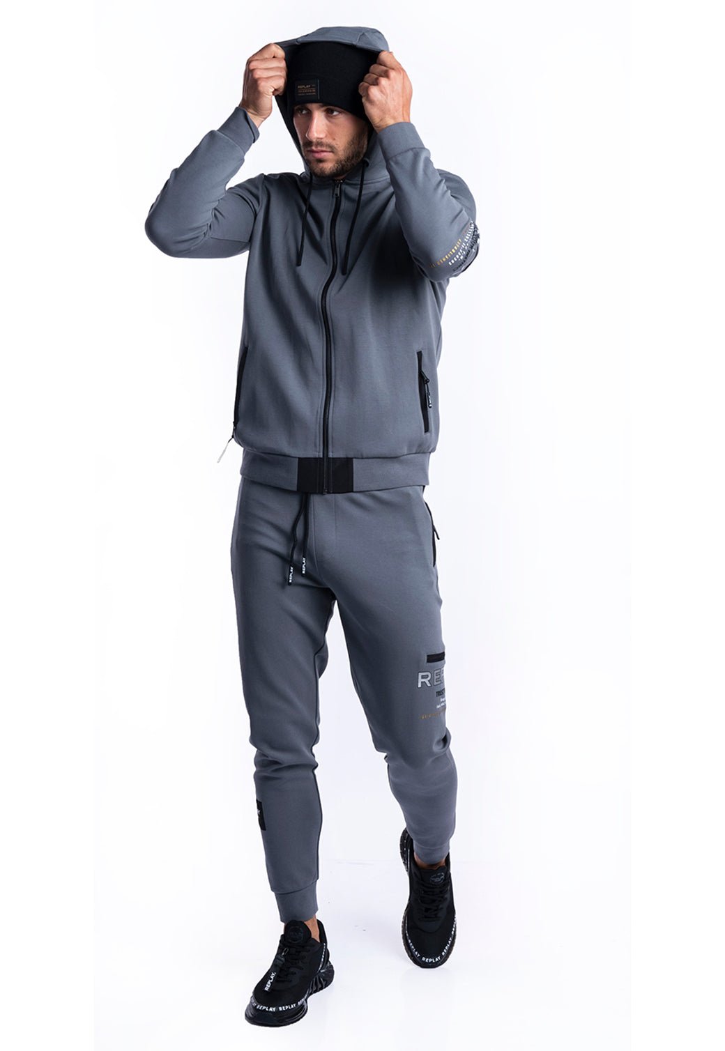 סווטשירט קפוצ׳ון מרוכסן | גברים GREY / L