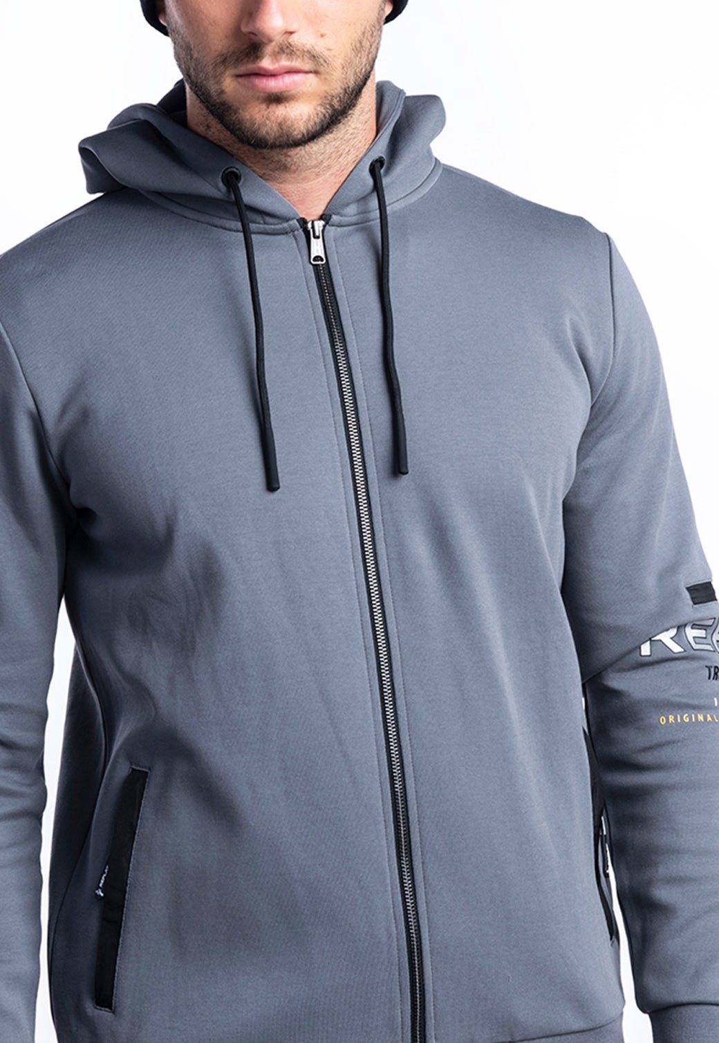 סווטשירט קפוצ׳ון מרוכסן | גברים GREY / L