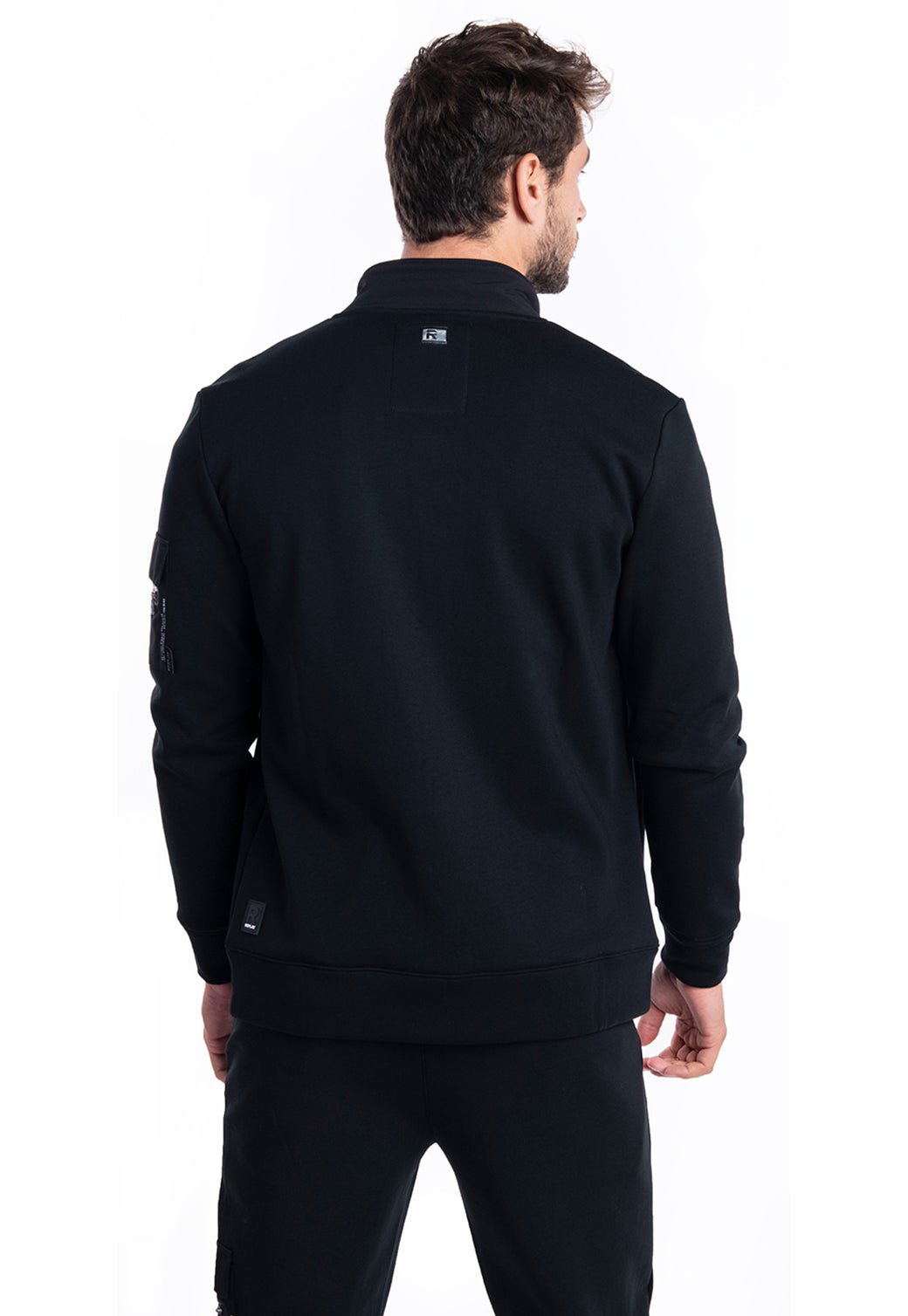 ז׳קט וולור צווארון גבוה מרוכסן | גברים BLACK / L