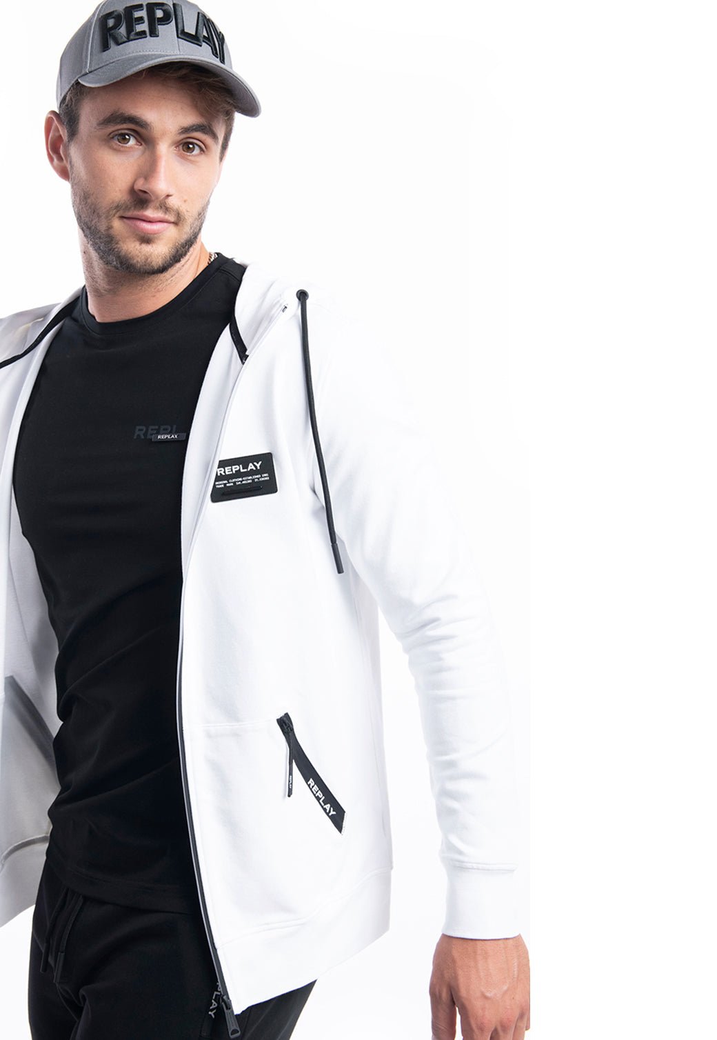 סווטשירט קפוצ׳ון טרי | גברים WHITE / L