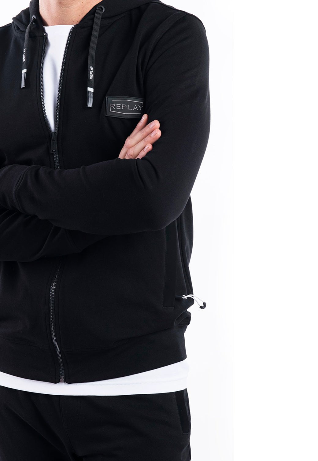 סווטשירט קפוצ׳ון מרוכסן | גברים BLACK / L