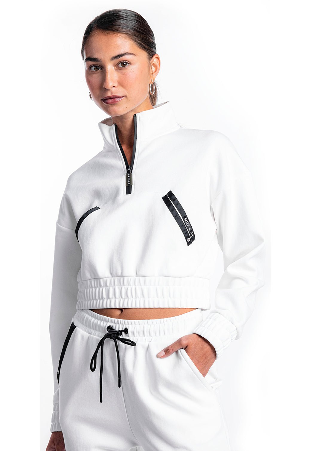 סווטשירט חצי רוכסן | נשים WHITE / S
