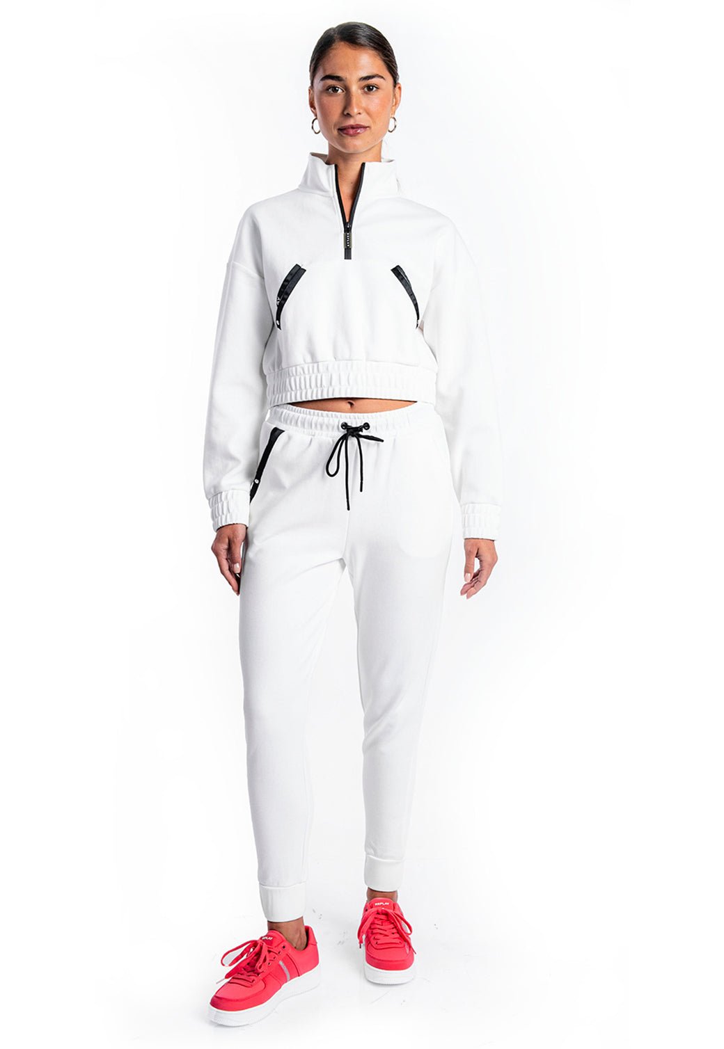 סווטשירט חצי רוכסן | נשים WHITE / S