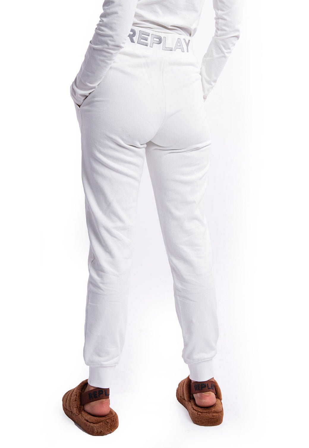 מכנסי טרנינג לוגו מותן | נשים WHITE / S