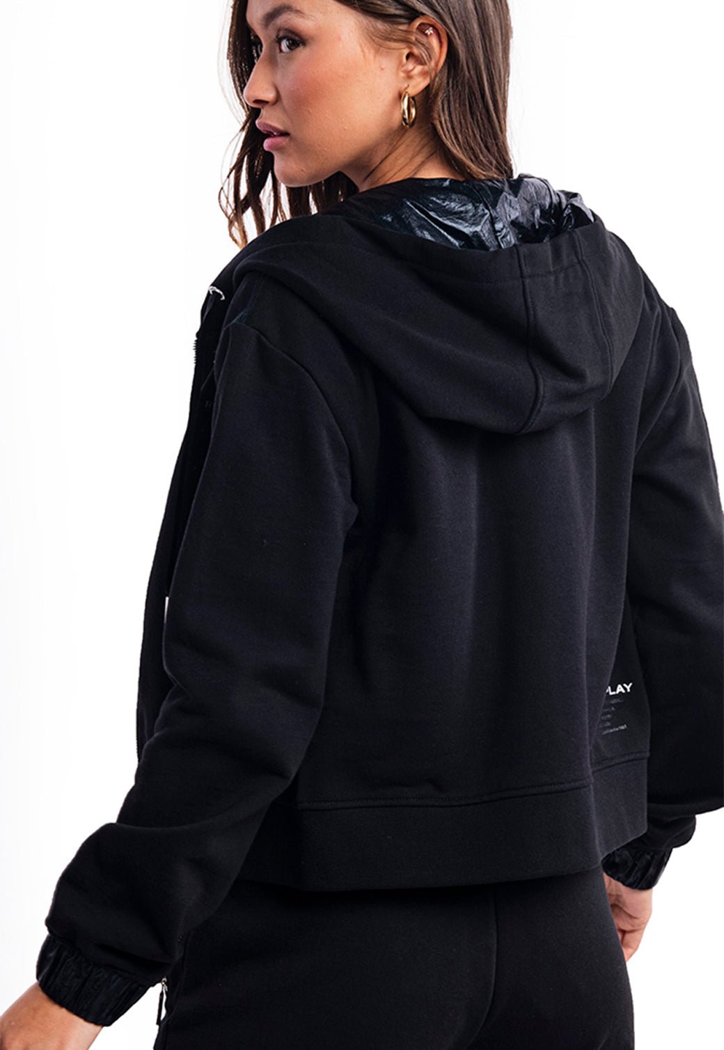 סווטשירט קרופ מרוכסן | נשים BLACK / S