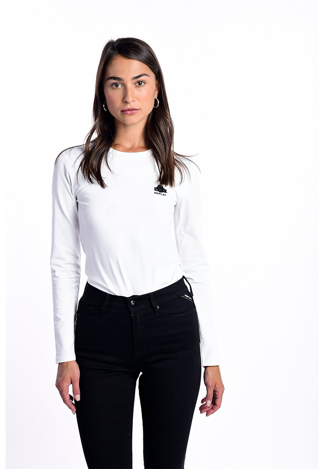 טי שירט ניקי ארוכה | נשים BLACK / S