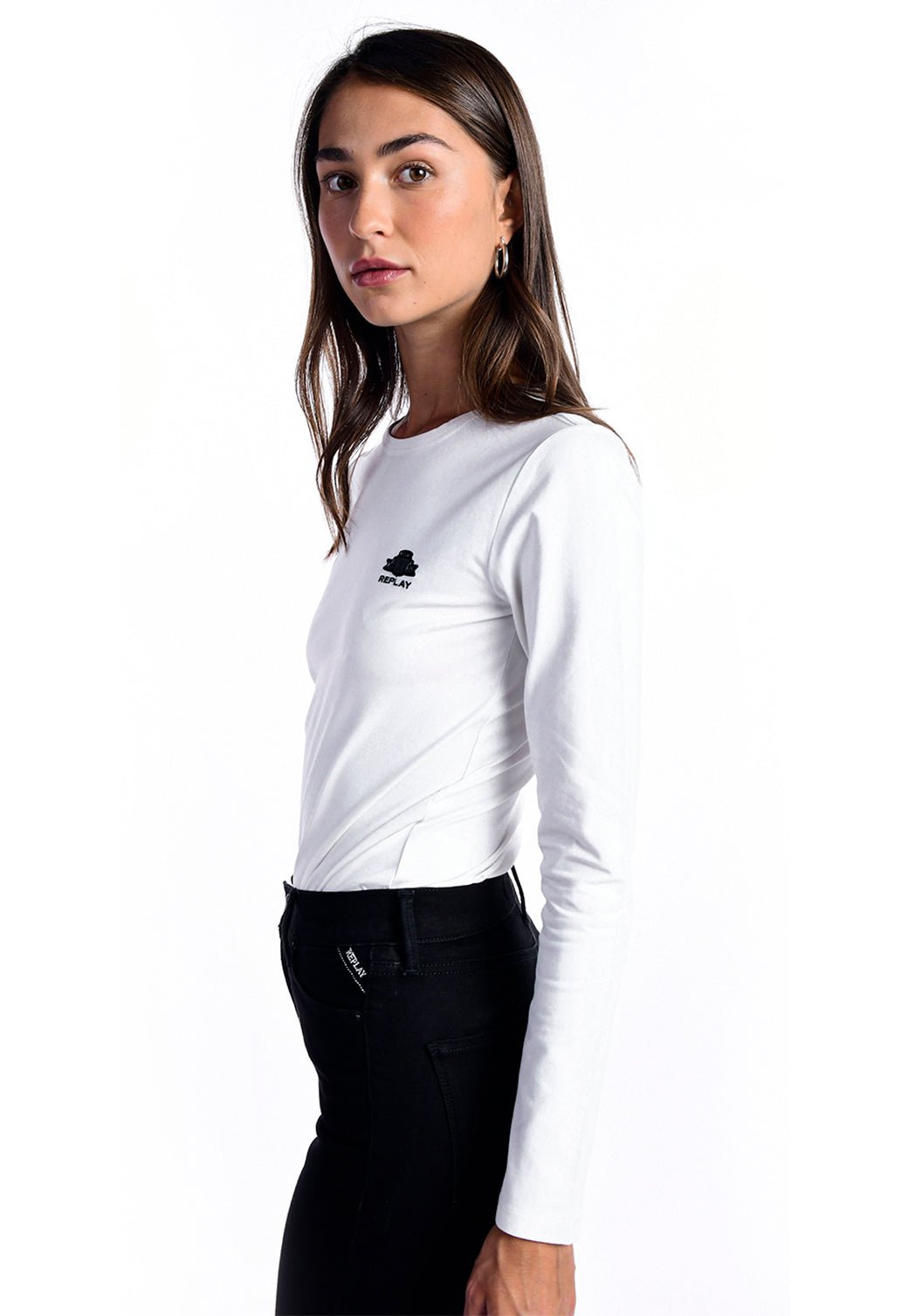 טי שירט ניקי ארוכה | נשים BLACK / S