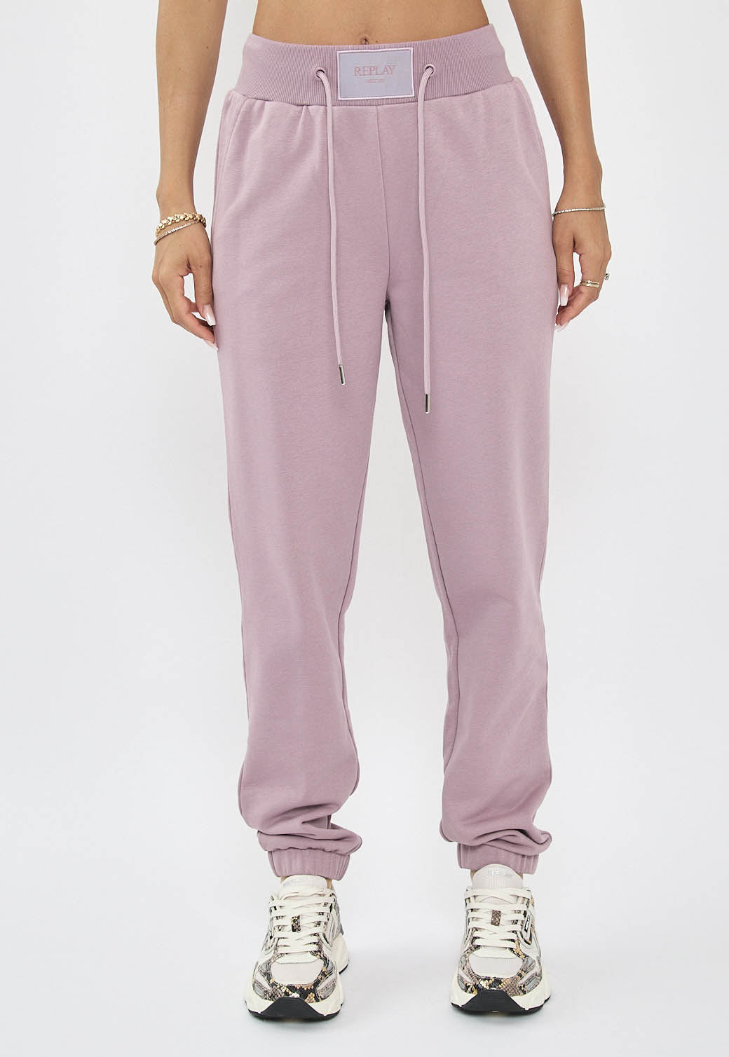 מכנסי טרנינג לנשים בצבע סגול בהיר