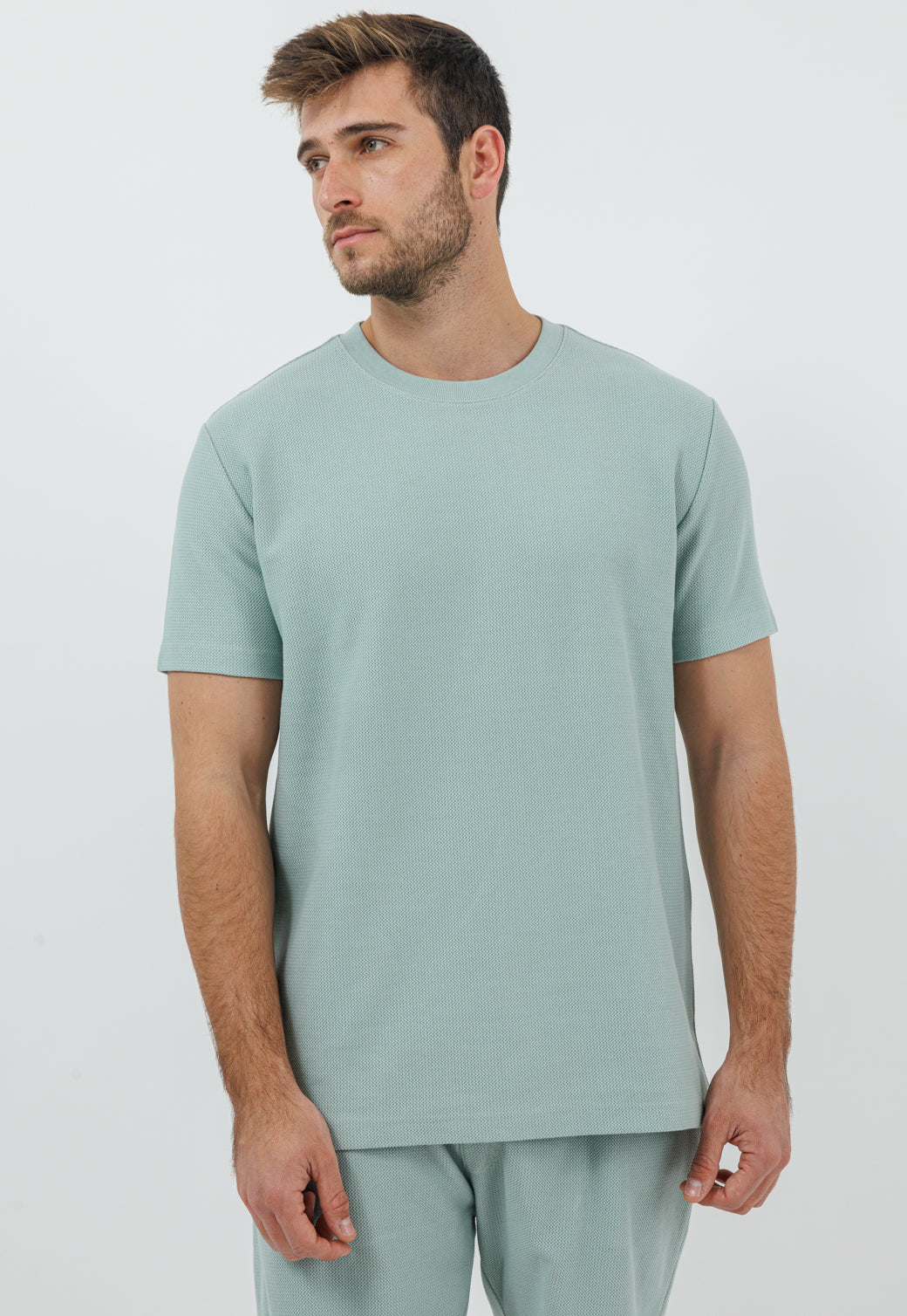 טי-שירט אוברסייז לגברים בצבע ירוק מרווה