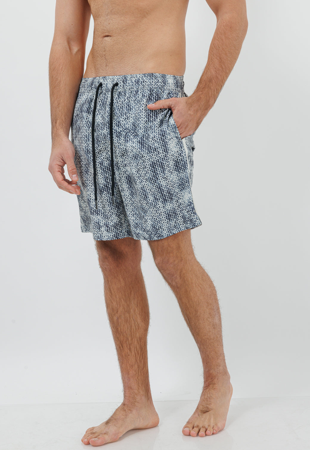 בגד ים לגברים בהדפס כחול-אפור