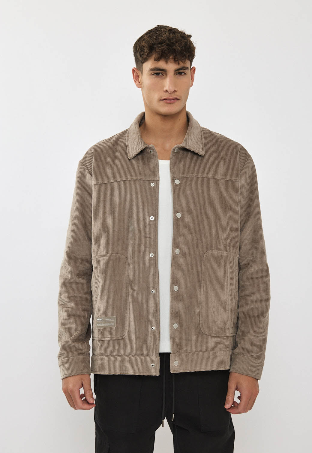 ג׳קט קורדרוי לגברים בצבע חום בהיר