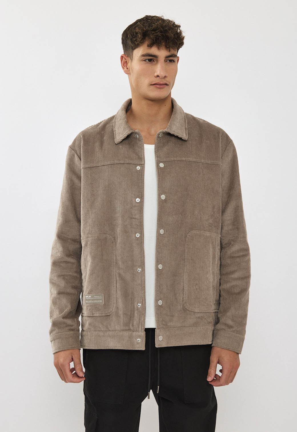 ג׳קט קורדרוי לגברים בצבע חום בהיר