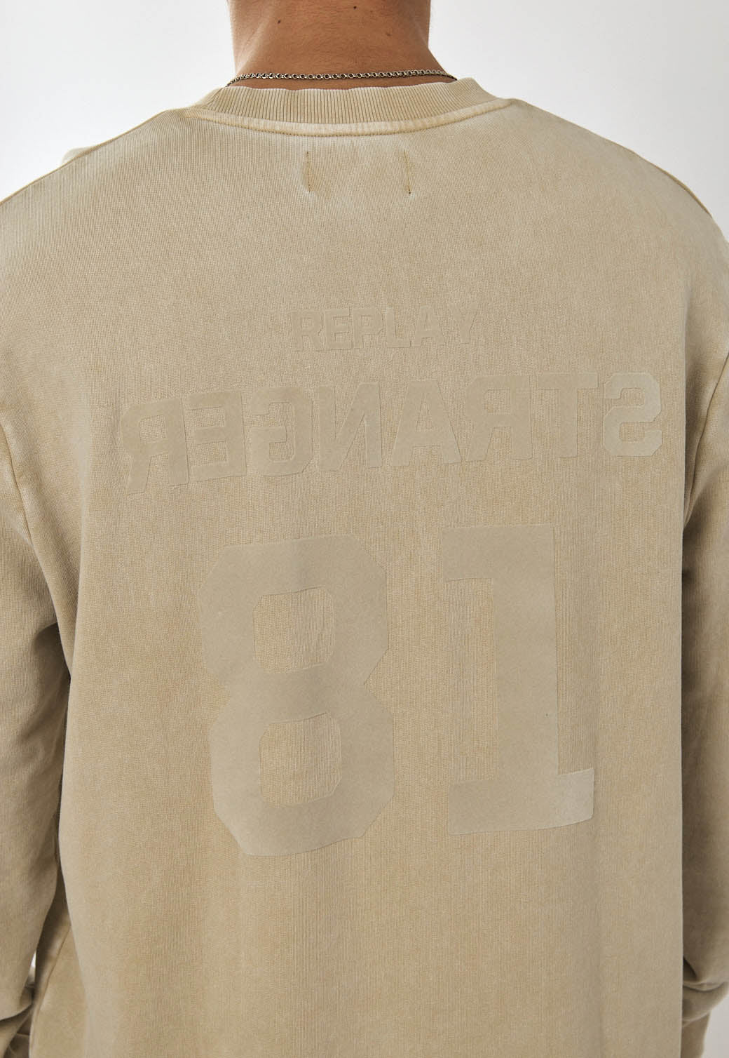 סווטשירט טרי לגברים בצבע קרם