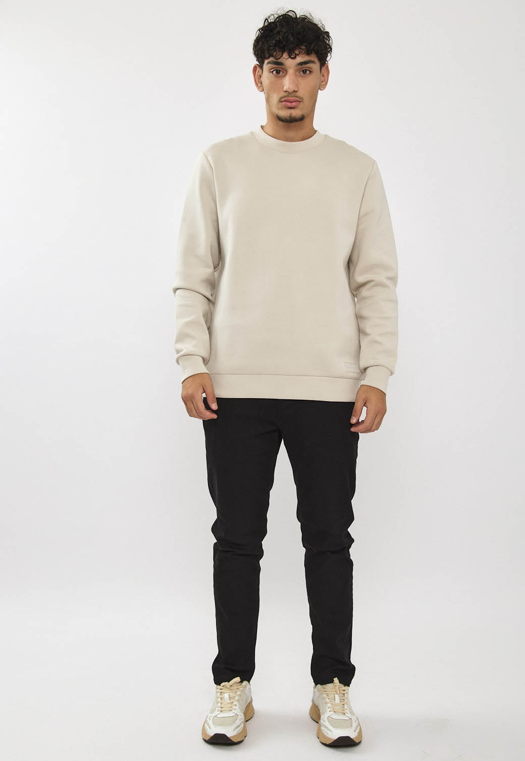 סווטשירט לגברים בצבע סטון עם הדפס בגב