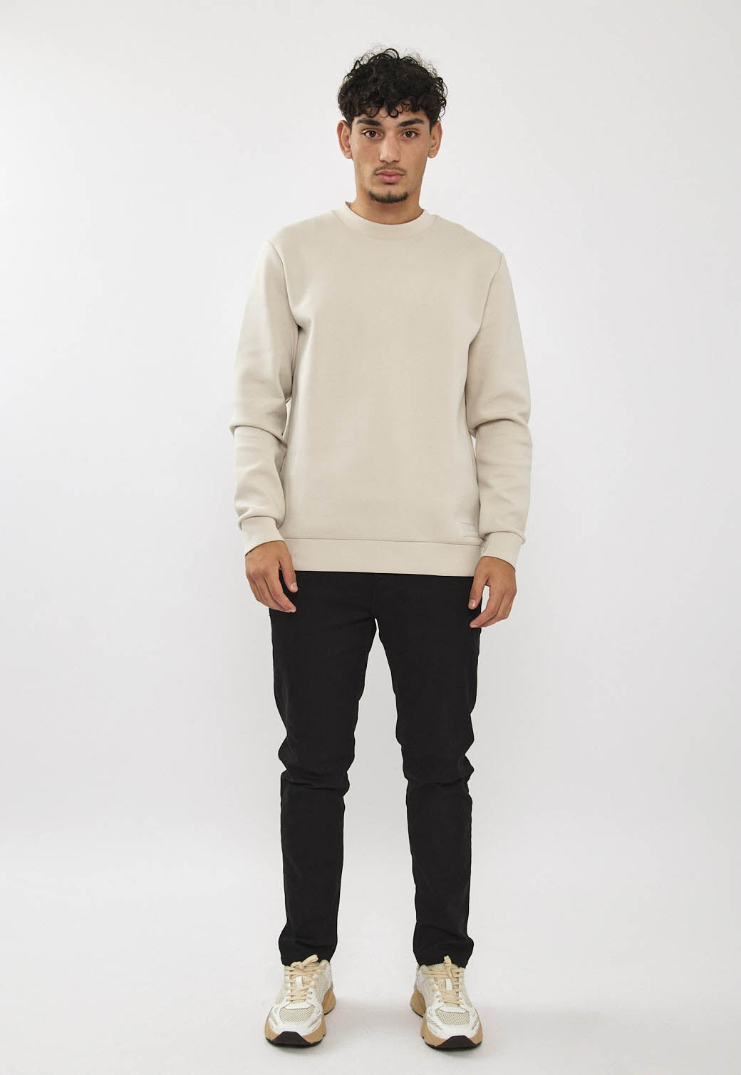 סווטשירט לגברים בצבע סטון עם הדפס בגב