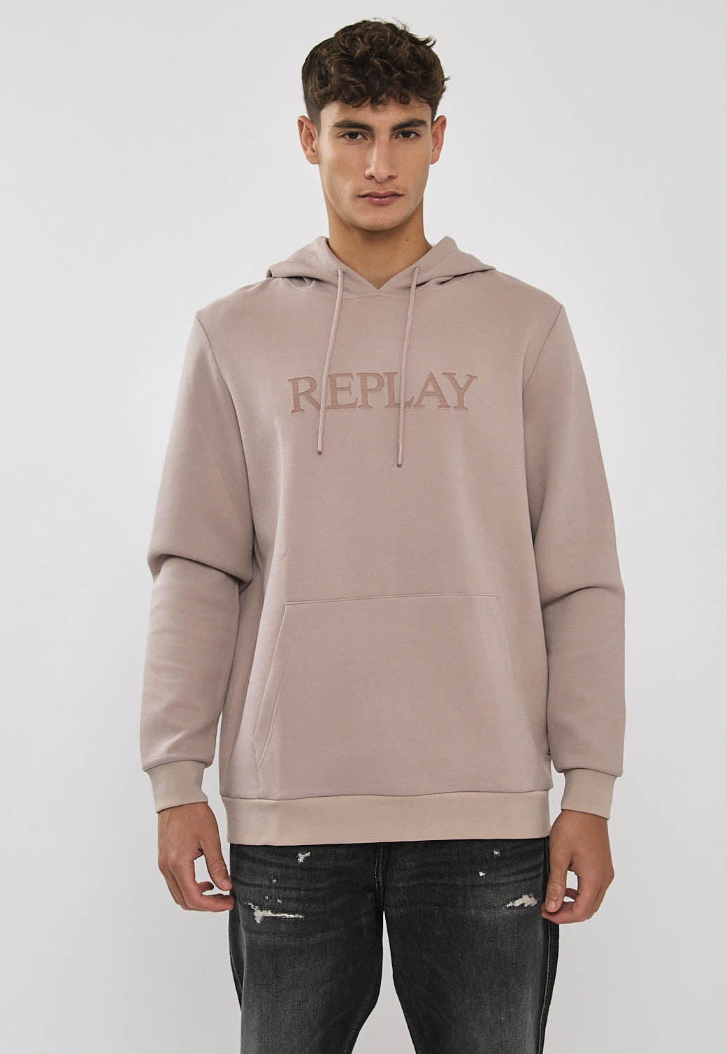 קפוצ׳ון לגברים בצבע סגול בהיר עם לוגו רקום