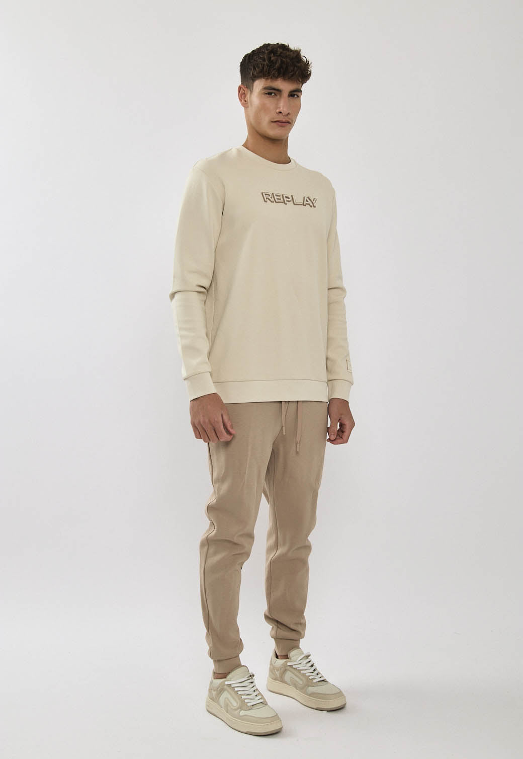 חליפת טרנינג לגברים בצבע בז׳