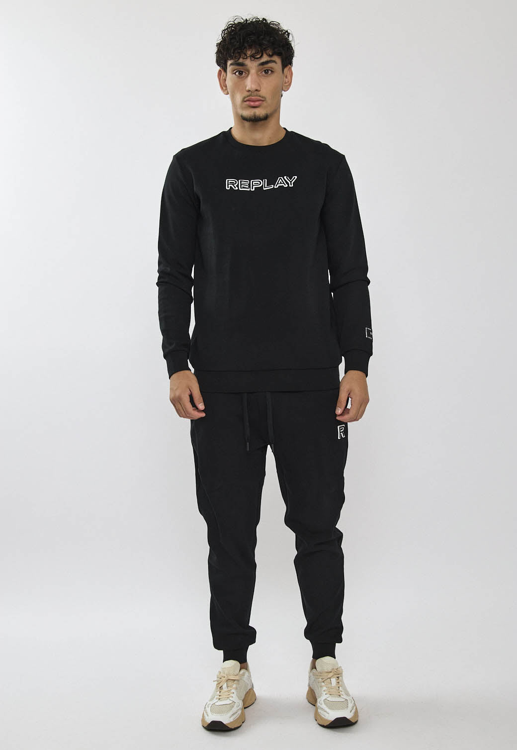 חליפת טרנינג שני חלקים ריפליי לגברים בצבע שחור