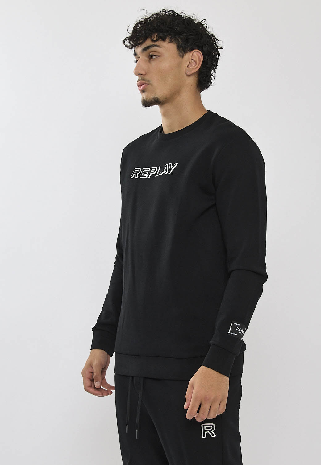 חליפת טרנינג שני חלקים ריפליי לגברים בצבע שחור