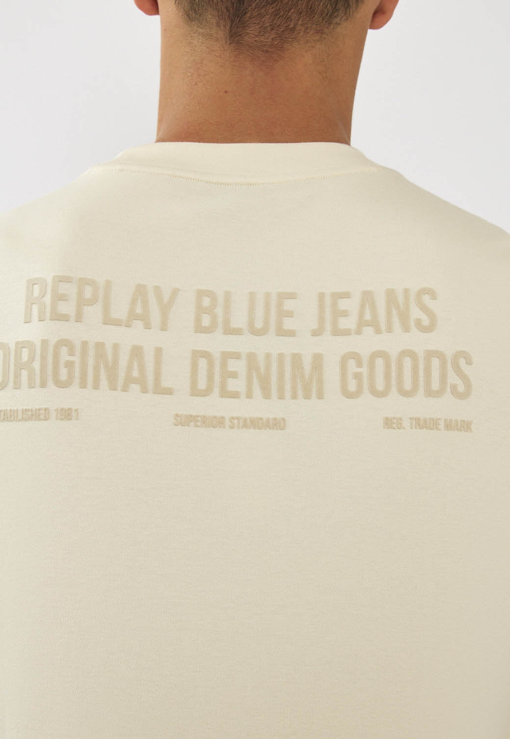 טי-שירט שרוול ארוך לגברים בצבע אבן עם הדפס