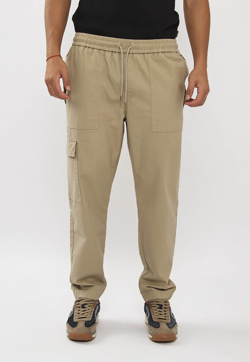 מכנסי טוויל לגברים בצבע קרם אבן