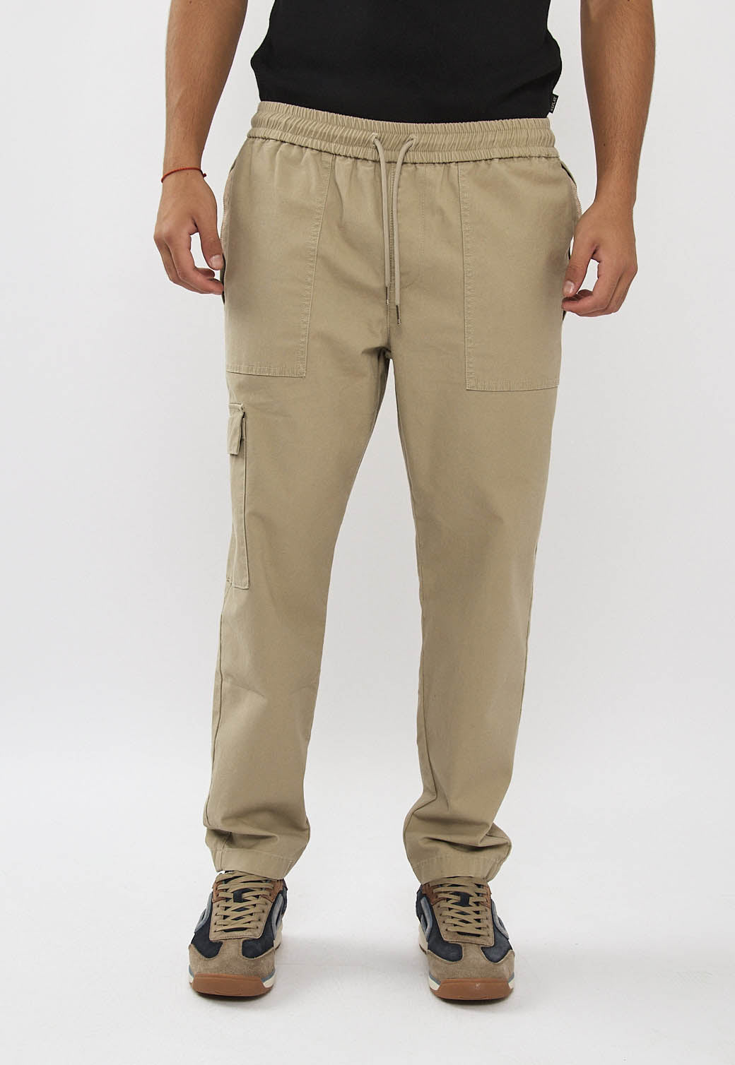 מכנסי טוויל לגברים בצבע קרם אבן