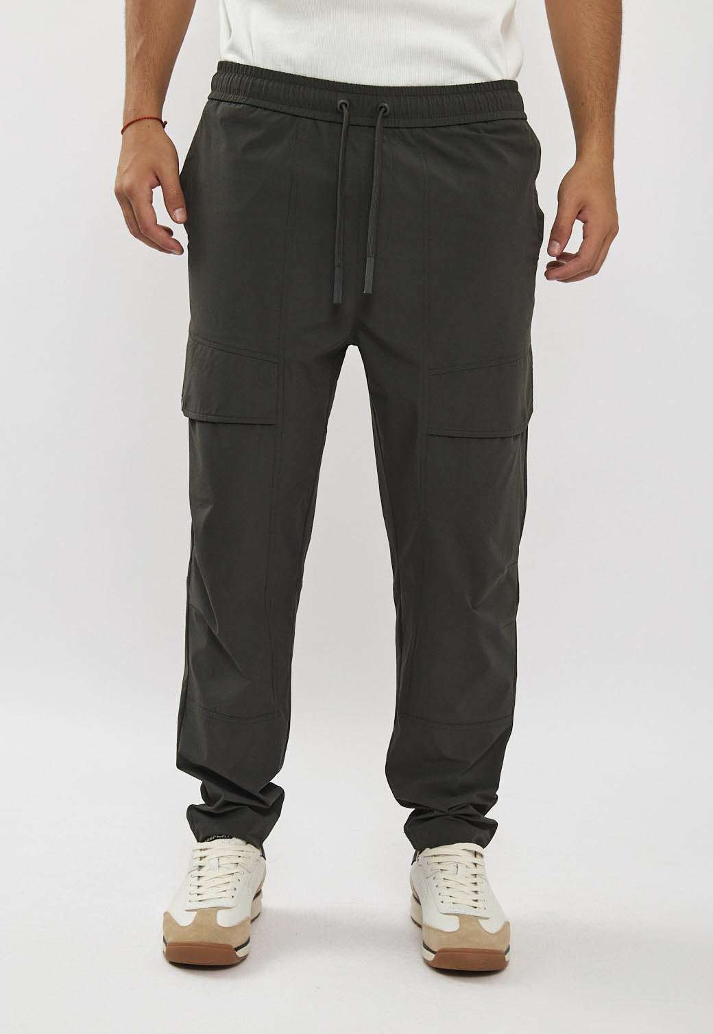 מכנסי 4WAY כיסים לגברים בצבע זית-אפור