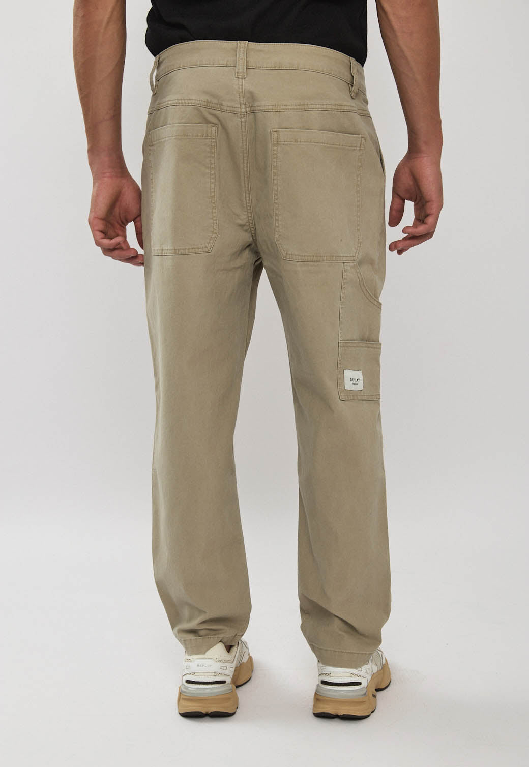 מכנסי טוויל לגברים בצבע קרם אבן