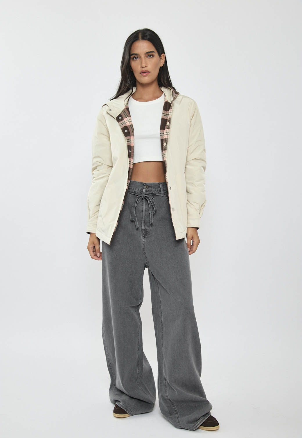 ג׳קט פלנל דו־צדדי לנשים