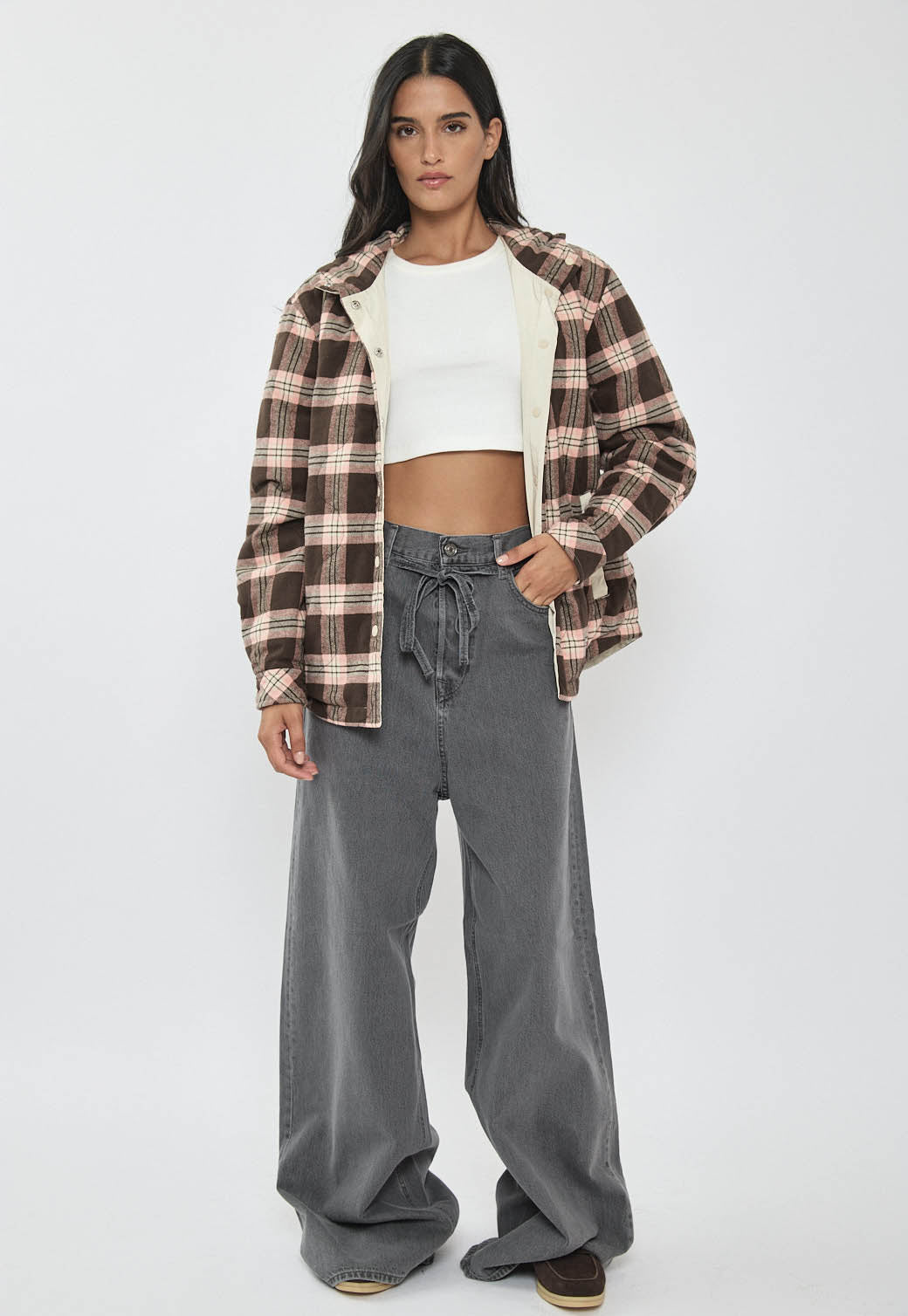 ג׳קט פלנל דו־צדדי לנשים