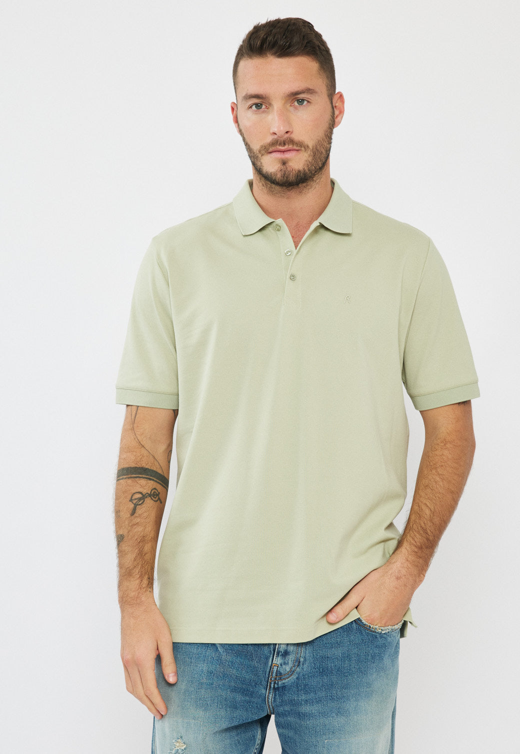 חולצת פולו לגברים בצבע ירוק בהיר