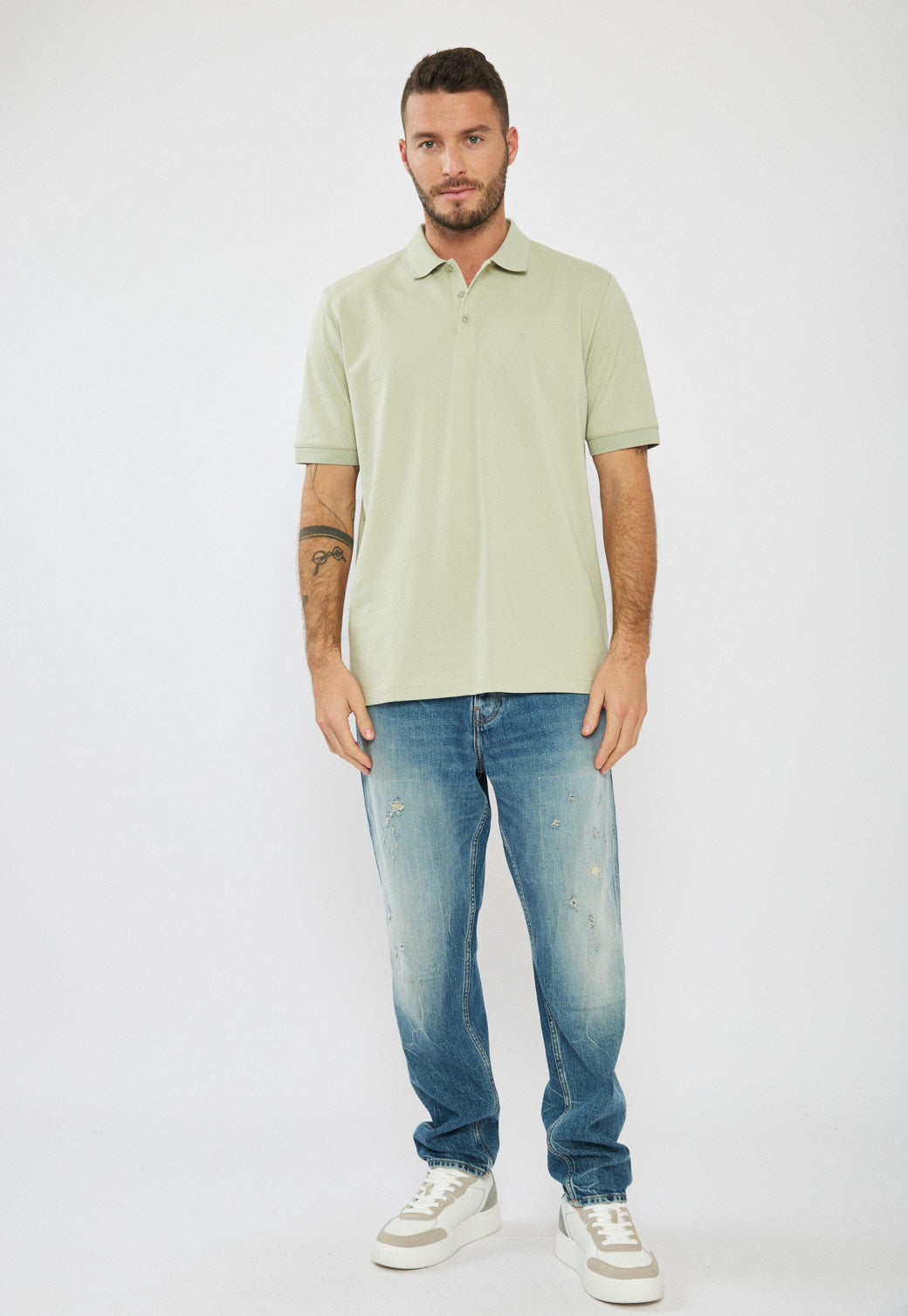 חולצת פולו לגברים בצבע ירוק בהיר