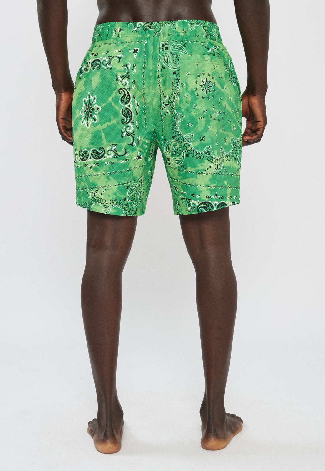 בגד ים לגברים בצבע ירוק עם הדפס בנדנה