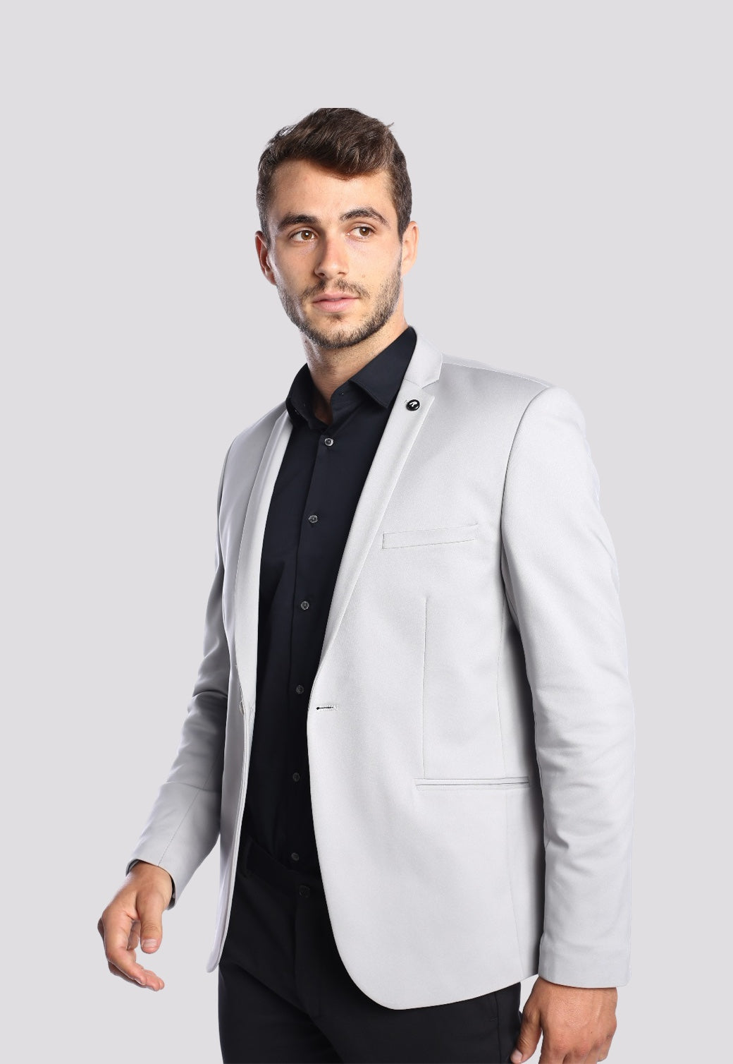 בלייזר מחויט לגברים בגזרה SLIM FIT בצבע אפור